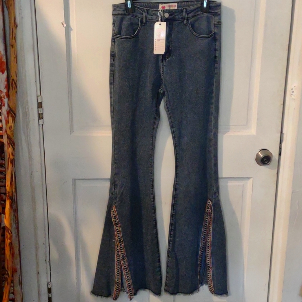 NWT...  Southern Fried Chicks Bell Bottom Jeans, Size XL